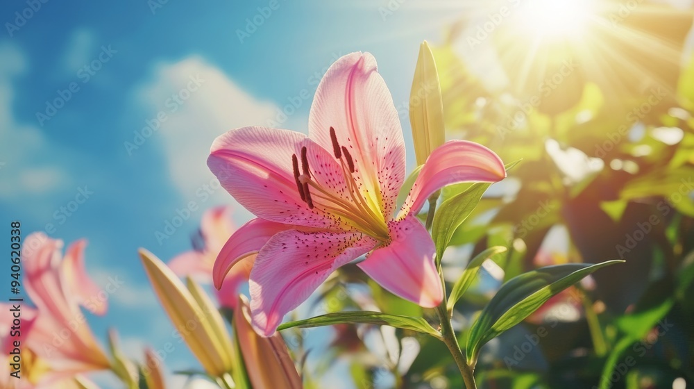 Beautiful Pink Lilies Under Sunlight, Perfect for Spring and Summer Floral Arrangements Generative AI Beautiful Pink Lilies Under Sunlight, Perfect for Spring and Summer Floral Arrangements Generative AI