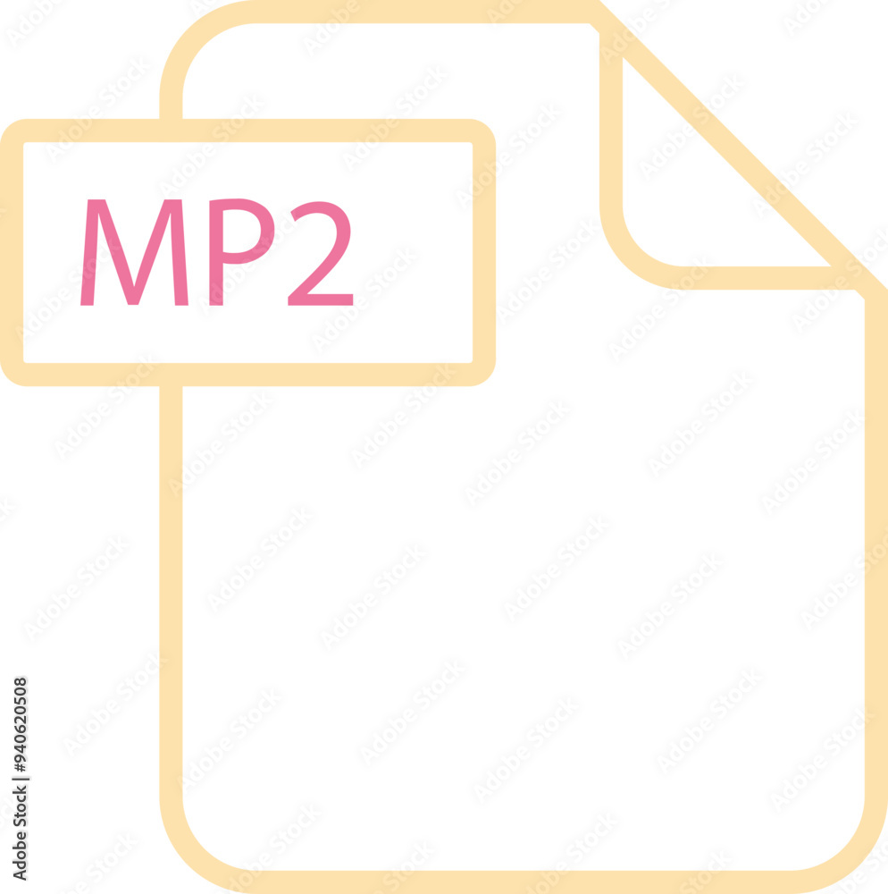 Obraz premium MP2 File format icon rounded outline