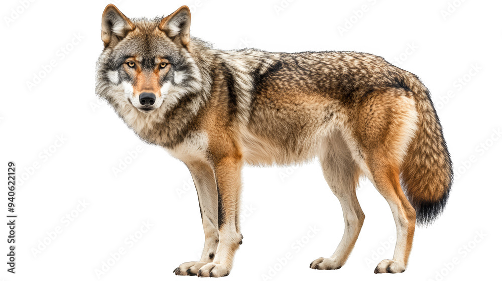 Grey wolf standing isolated transparent background Grey wolf standing isolated transparent background