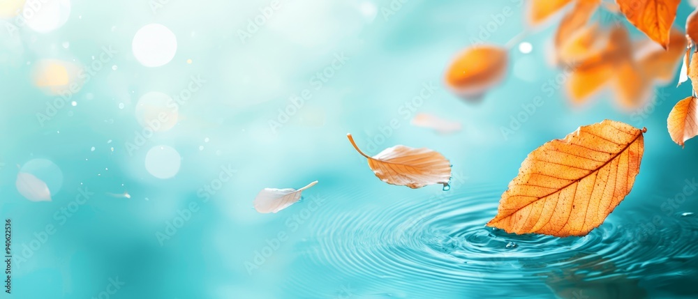 Two leaves bobbing on the water's surface Two leaves bobbing on the water's surface