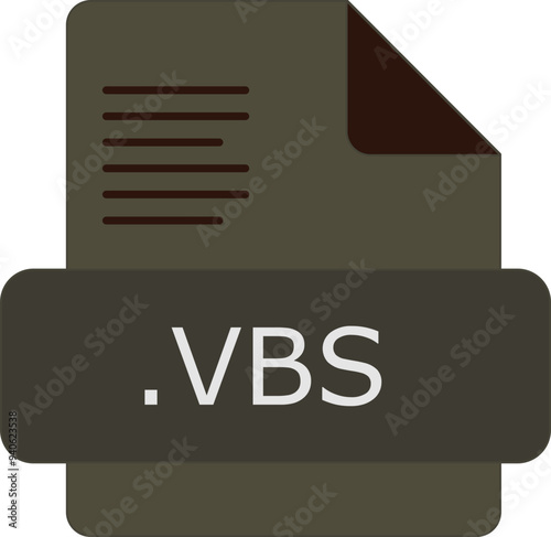 VBS File extension icon insidse fill with lines fill