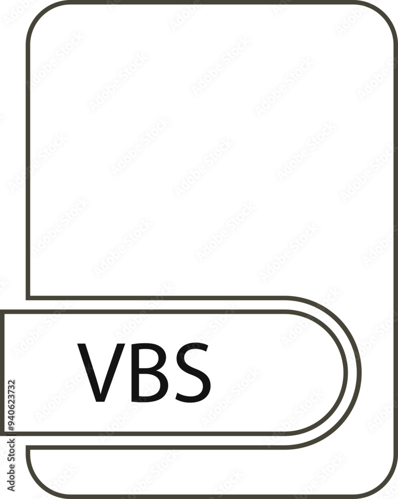 VBS File format icon black outline and light color VBS File format icon black outline and light color