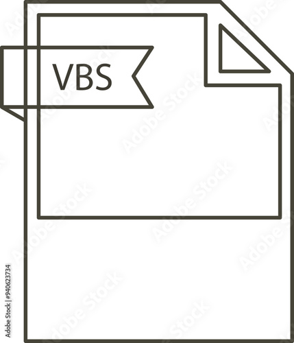 VBS File format icon black outline and light color text