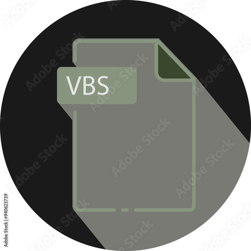 VBS File fomat minimal icon with circle outside photo