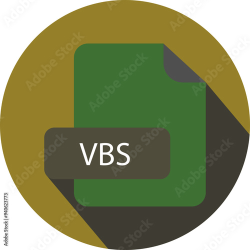 VBS File extension icon with black shadow circular icon