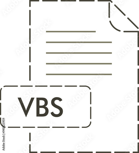 VBS File format icon rounded dashed outline
