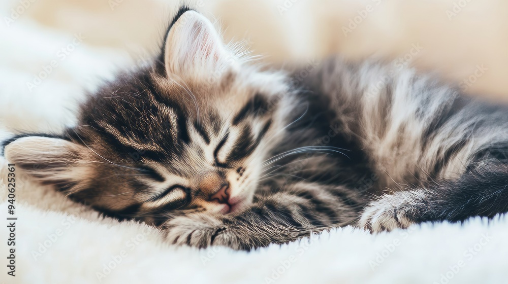 Adorable Fluffy Kitten Sleeping Portrait for Pet Lovers and Animal Enthusiasts Generative AI Adorable Fluffy Kitten Sleeping Portrait for Pet Lovers and Animal Enthusiasts Generative AI