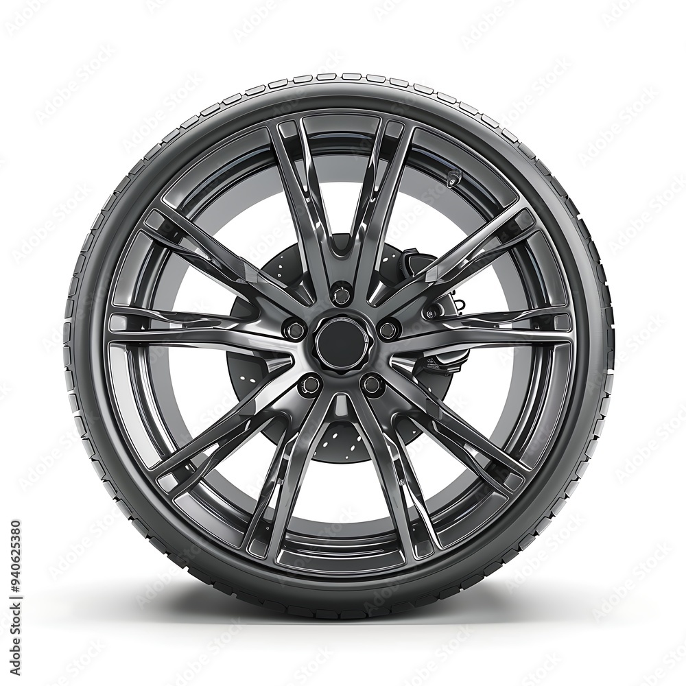 Obraz premium high quality Car wheels white background.