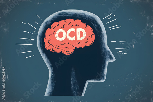 An abstract illustration depicts the mind of an OCD patient