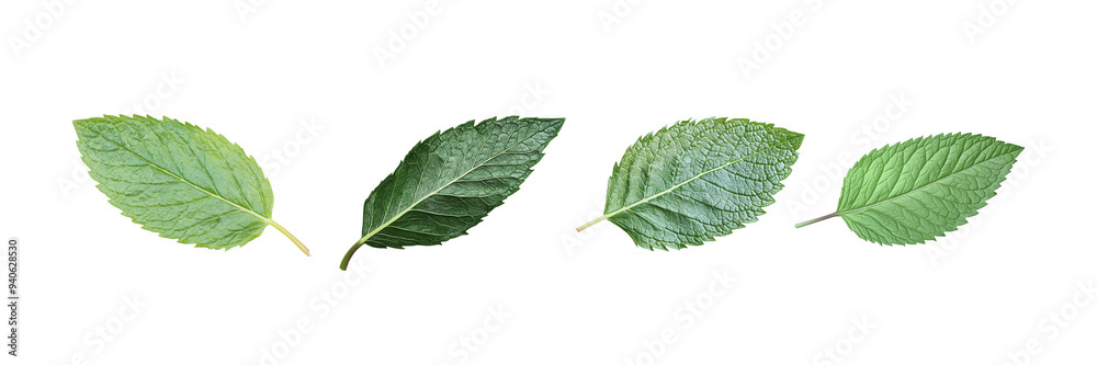 Fototapeta premium set Mint leaves isolated on a white background