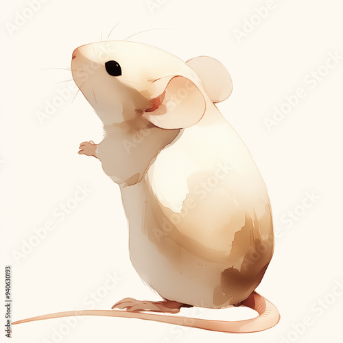 A rat, watercolor style, is...
