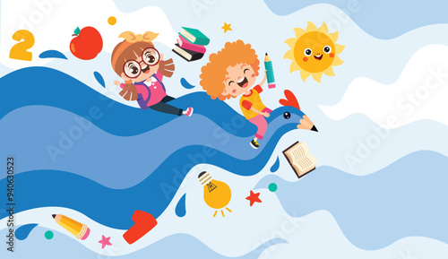 Success Concept With Kids And Pencil