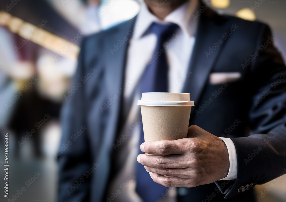 コーヒーを持つビジネスマン コーヒーを持つビジネスマン