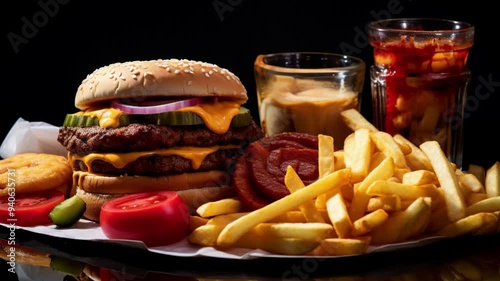 french fries and cola with ketchup