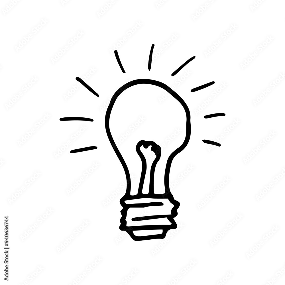 light bulb hand drawn in doodle style. scandinavian simple monochrome. light bulb hand drawn in doodle style. scandinavian simple monochrome.