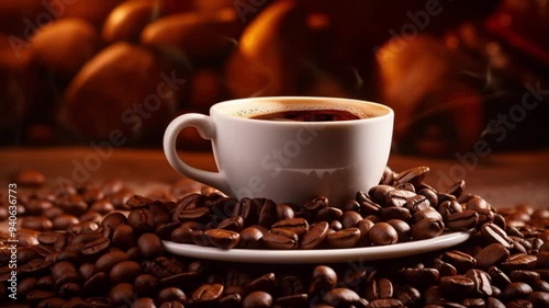 cup of coffee with beans