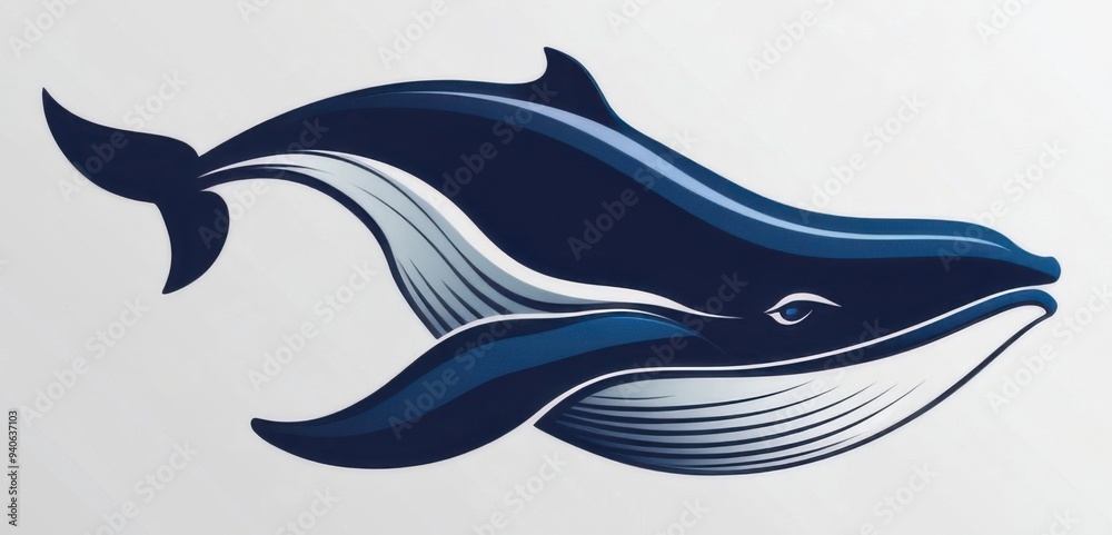 Stylized Illustration of a Blue Whale: A Captivating Marine Life Design Stylized Illustration of a Blue Whale: A Captivating Marine Life Design