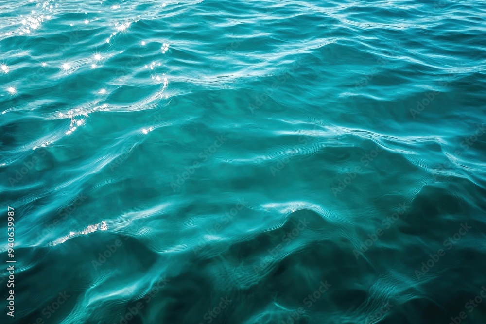 Blue green surface of the ocean in Catalina Island California with gentle ripples on the surface and light refracting , ai Blue green surface of the ocean in Catalina Island California with gentle ripples on the surface and light refracting , ai