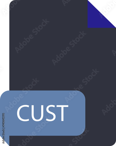 CUST file extension icon crisp corners grey colors photo