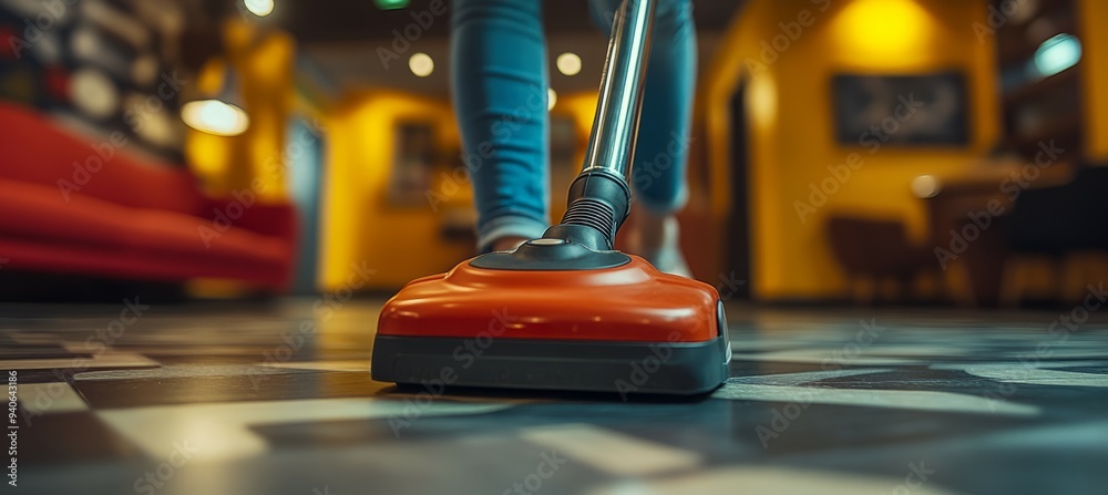 Fototapeta premium Vacuum cleaner machine. Household chore. Generative AI technology.