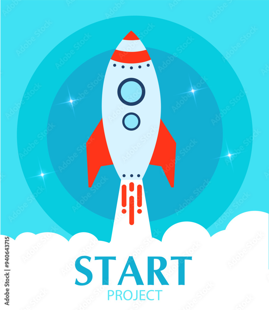 Blue rocket takes off into stars space . rocket space ship in flat style. concept Start up Business. Vector Illustration. Blue rocket takes off into stars space . rocket space ship in flat style. concept Start up Business. Vector Illustration.