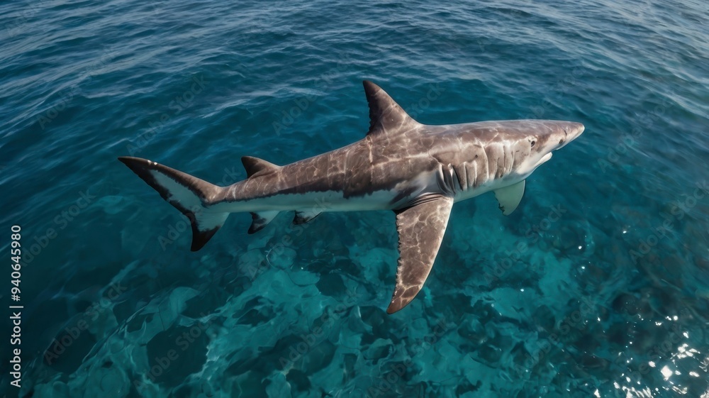 Fototapeta premium Drone View of Hammerhead Shark in Ocean