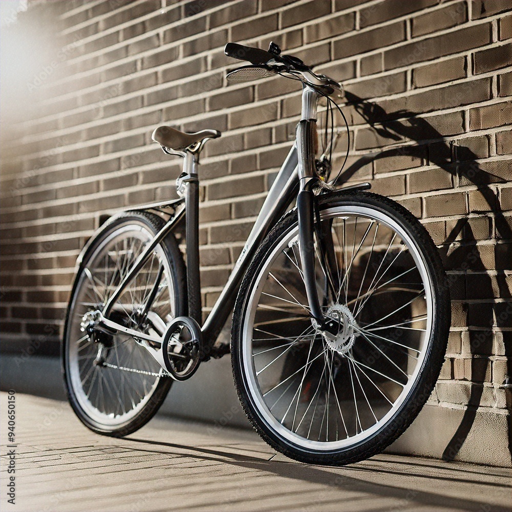 A stylish bicycle against a brick wall A stylish bicycle against a brick wall