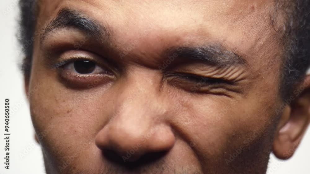 Close-up of a Man Winking Close-up of a Man Winking