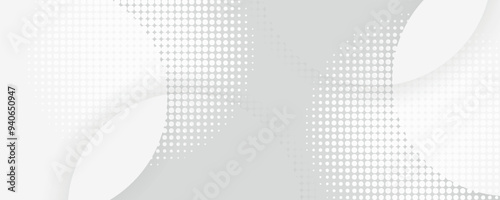 Wallpaper Mural White geometric abstract background overlapping layers on bright space with dot effect decoration. Circle style concept Torontodigital.ca