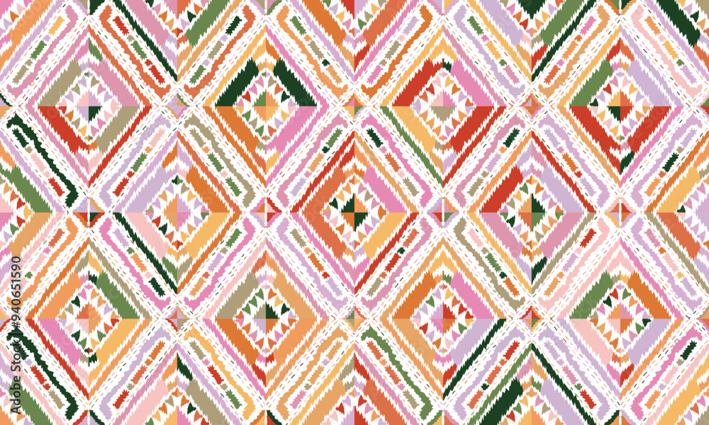 Abstract Ikat seamless pattern, perfect for ethnic-themed backgrounds, curtains, carpets, wallpapers, clothing, and decorations. Ideal for wrapping paper, batik,greeting cards, printing,creative uses. Abstract Ikat seamless pattern, perfect for ethnic-themed backgrounds, curtains, carpets, wallpapers, clothing, and decorations. Ideal for wrapping paper, batik,greeting cards, printing,creative uses.