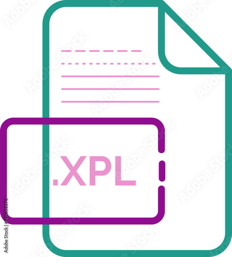 XPL File extension icon little dot and color fill photo