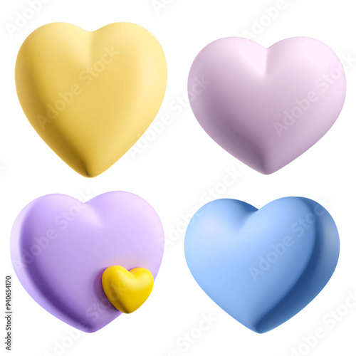 3D heart, pastel color