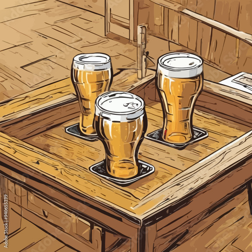 Beer In table Illustration Design Very Cool	
