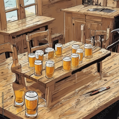 Beer In table Illustration Design Very Cool	
