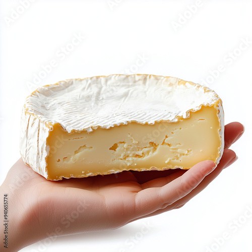 A cheese with hand, isolate...