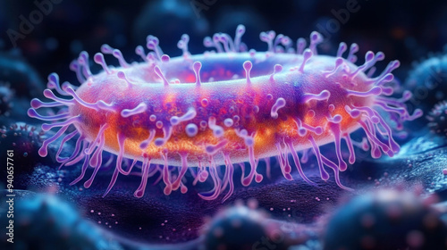 A detailed diagram showing the anatomy of a bacteria cell, used to educate students about microbiology.