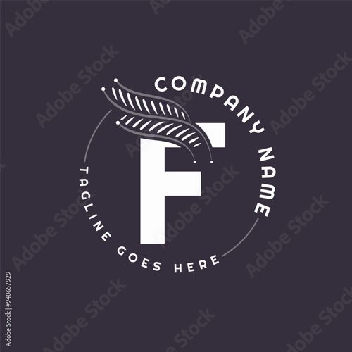 F Leaf Logo for Beauty, Fashion, and Cosmetics. Letter F Logo with Leaf