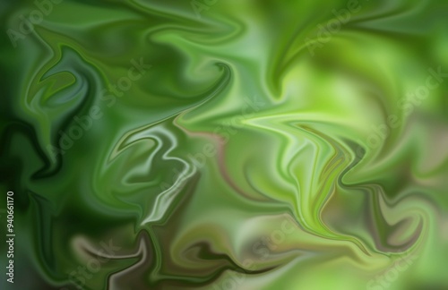 Abstract swirl liquid green tone colors background.