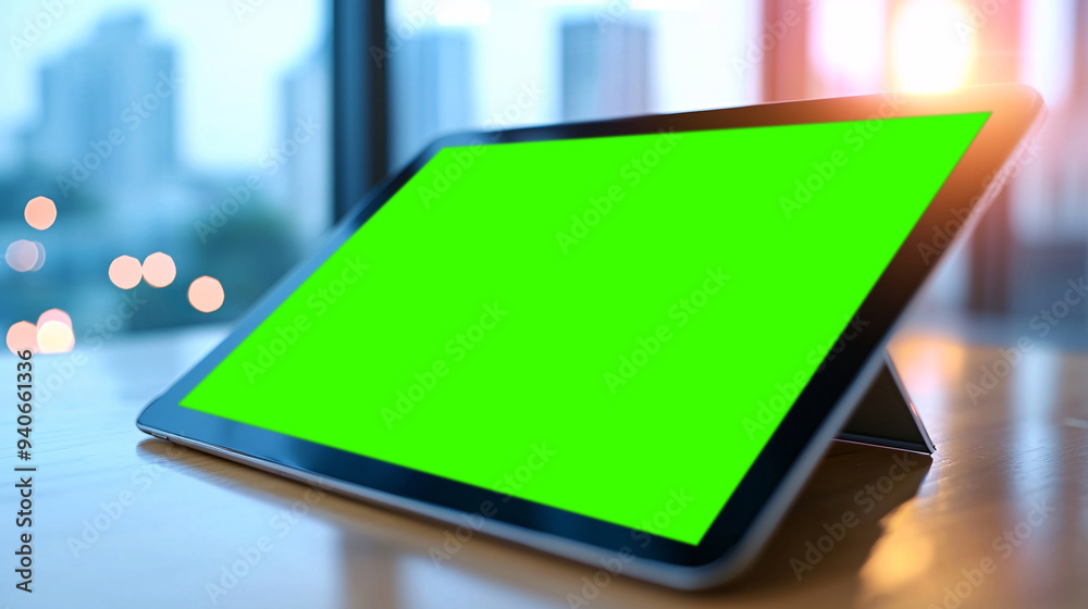 Computer laptop green screen technology with free copy space