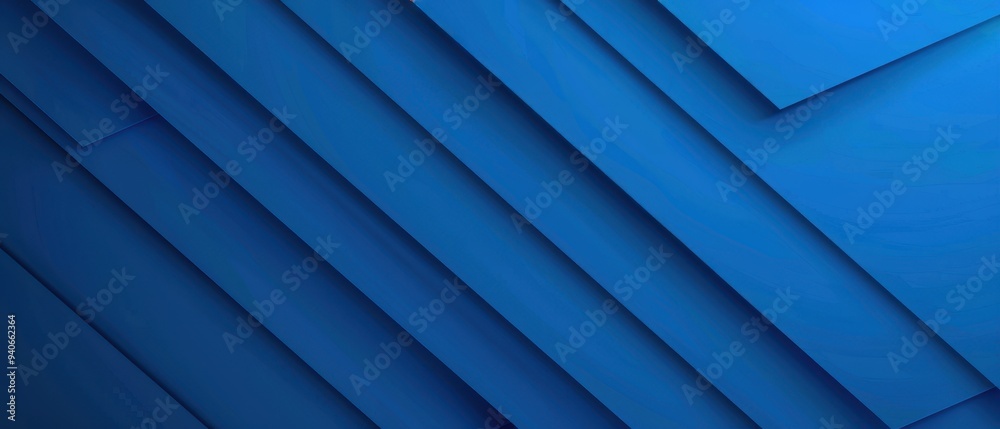 Obraz premium Elegant blue abstract backdrop, sleek minimal design, vibrant color gradient, dark tones, geometric shapes, 3D lines and stripes, luxurious cut paper or metal effect, futuristic web banner.
