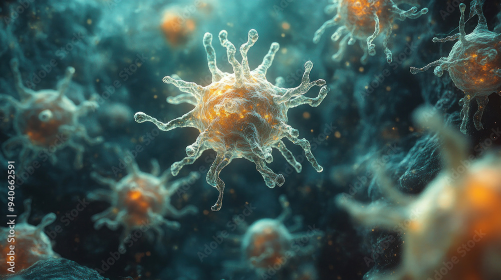 A microscopic view of bacteria spreading in a star-like pattern, revealing the beauty of microbial growth.