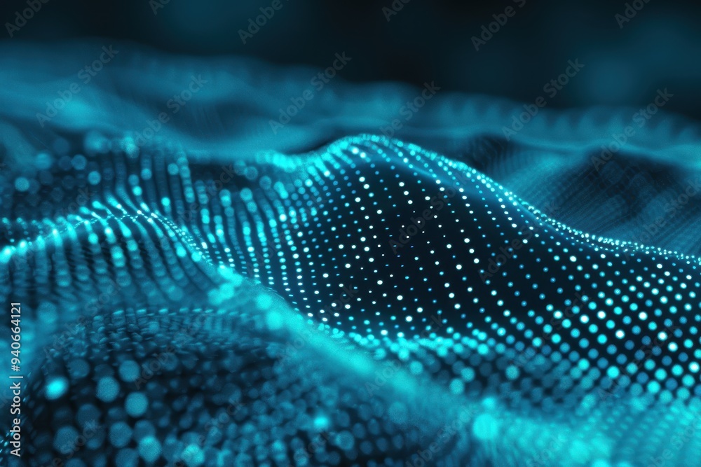 Futuristic Blue Digital Waves, vibrant blue waves undulate with glowing dots and grids, evoking a dynamic sense of depth and motion in a high-tech landscape. Futuristic Blue Digital Waves, vibrant blue waves undulate with glowing dots and grids, evoking a dynamic sense of depth and motion in a high-tech landscape.