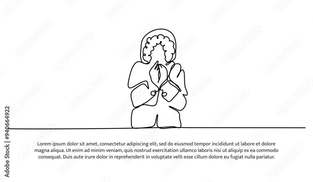 Continuous line design of a little child felt shivering during the winter. Single line decorative element drawn on white background. Continuous line design of a little child felt shivering during the winter. Single line decorative element drawn on white background.