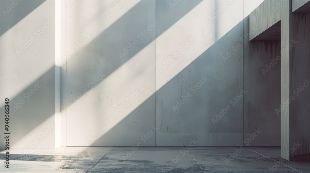 Obraz premium Minimalist Concrete Wall with Sunlight Beams