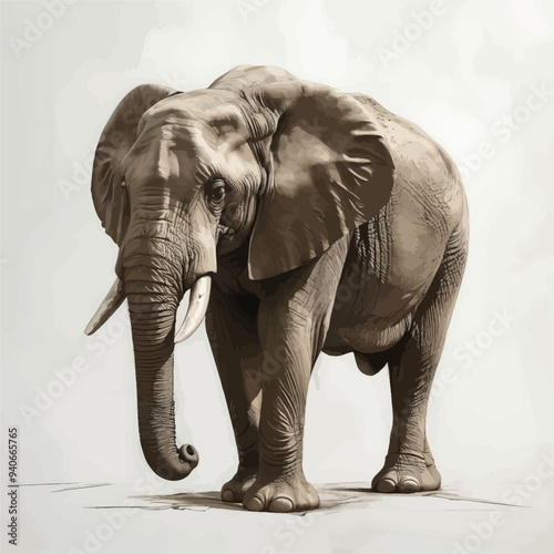 Elephant Statue: A Realistic 3D Rendering of an Elephant Standing on Two Legs