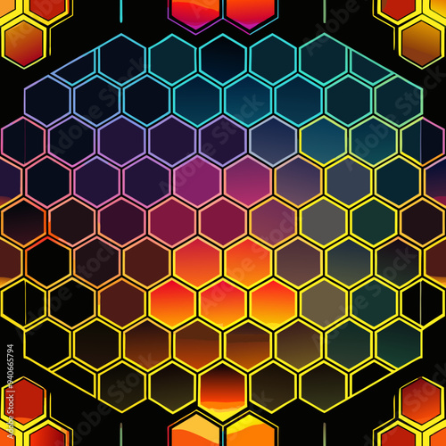 Hexagonal grid with gradient colors

