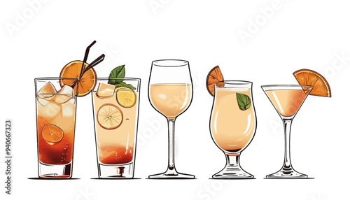 Five Cocktails with Fresh Fruit Garnishes