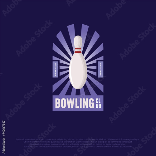 emblem bowling pin logo design. illustration template of bowling club vector icon
