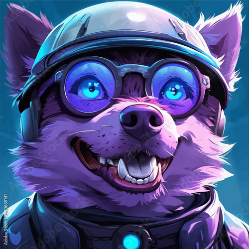 Furry Astronaut: A Space-Age Feline with a Blue Helmet and Goggles