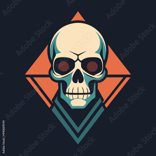 vintage skull t-shirt graphics trendy design  vector illustration 